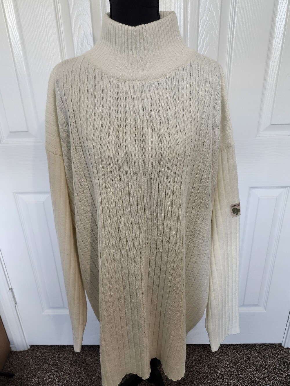 Vintage Southpole Size XXL White Ribbed Oversize Mock Neck Long Sleeve Sweater